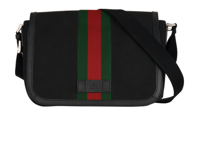 Gucci Web Stripe Messenger, &pound;520, Handbags, Black, Canvas, Front view